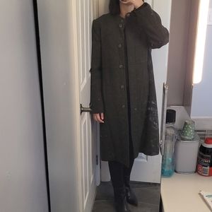 Tristan long green wool coat